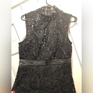 Ladies, Bardot black lace cocktail dress. Size 8.  Beautiful detail